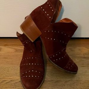 Suede studded ankle boots